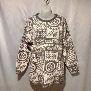 Vintage 80s Gray Ivory Oversized Sweater Made in Italy Size Medium